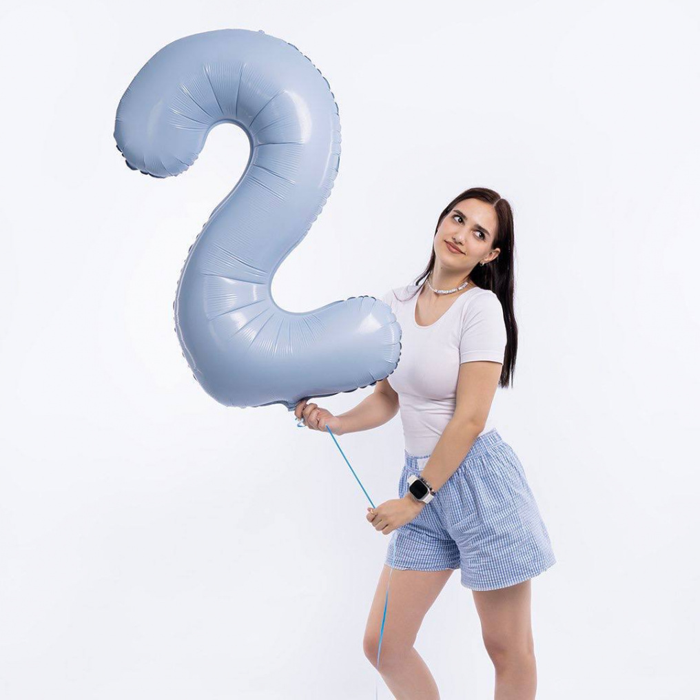 Шар цифра Голубой небесный 0, 1, 2, 3, 4, 5, 6, 7, 8, 9 40"/102см АП25-0207