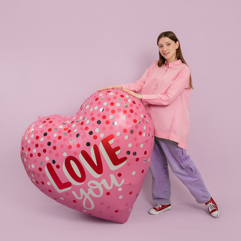 Шар сердце гигант "LOVE YOU" 63"/163см АП24-26079