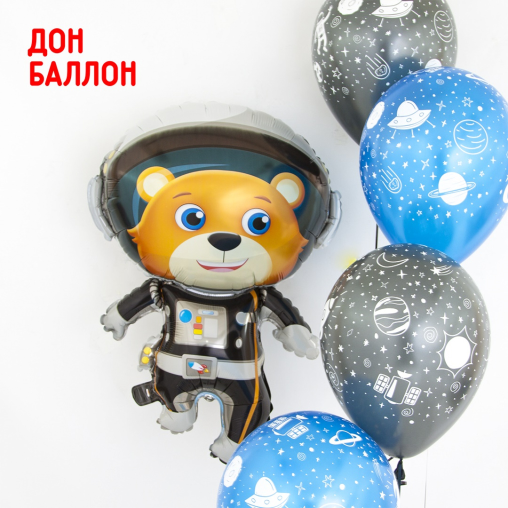 Шар фигура Космонавт мишка FL35"/89см (Китай) 190938