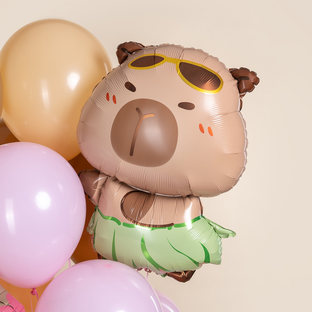 Шар фигура Капибара в отпуске на Гавайях FL30"/76см (Китай) 26913