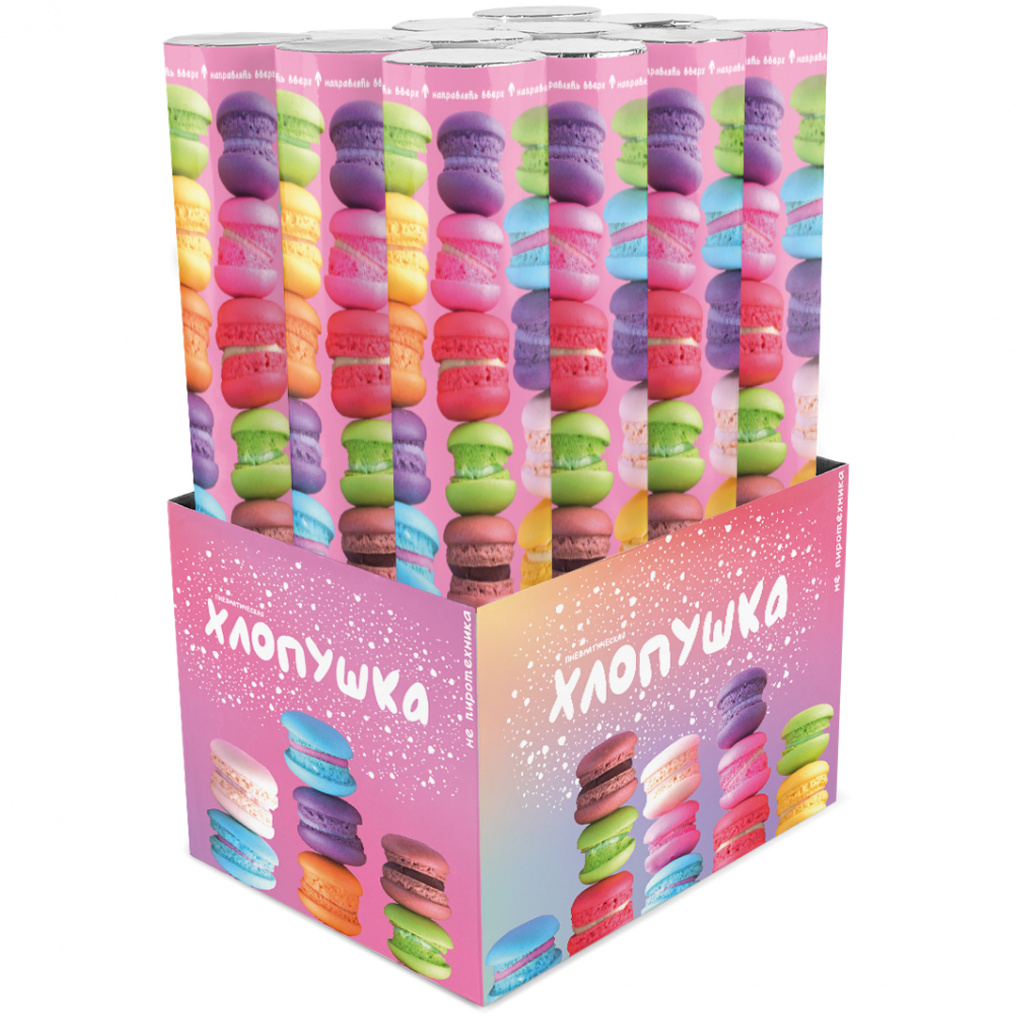 Хлопушка Ассорти Макарунс 30см конфетти круги 723034