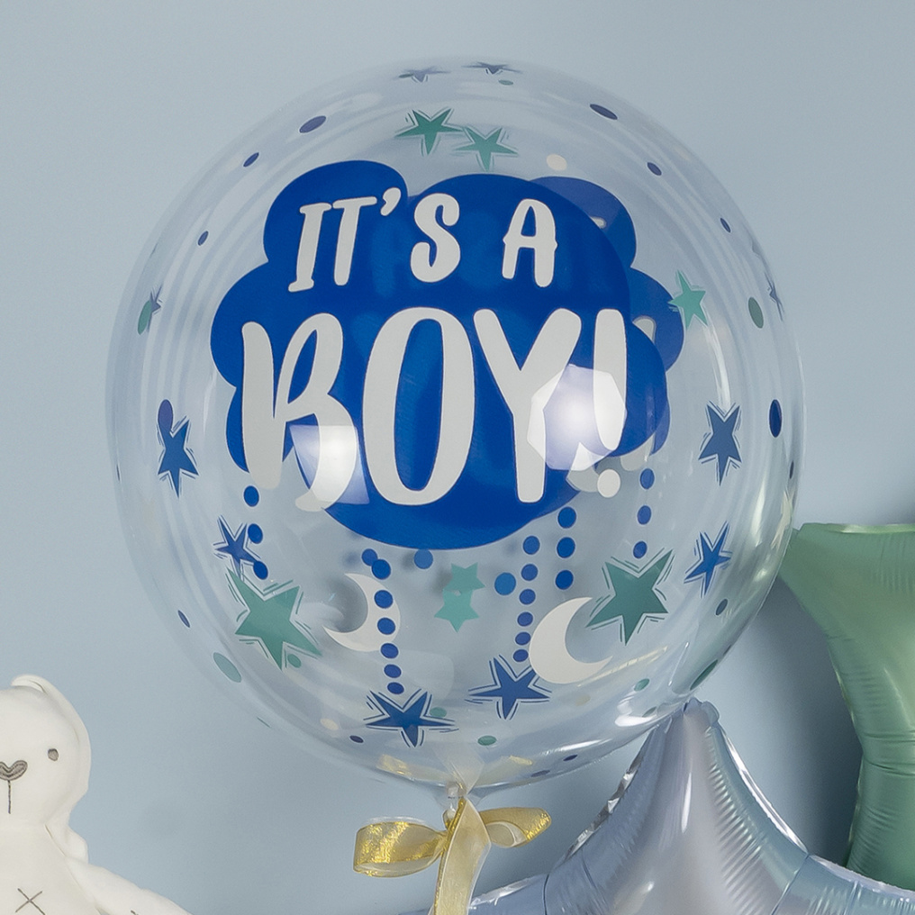 Шар сфера It`s a boy на прозрачном FL18"/46см (Китай) 518009