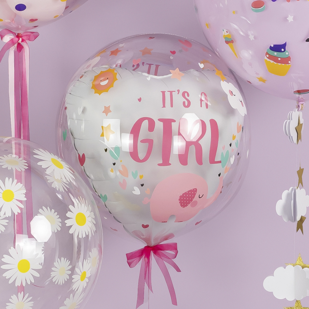 Шар сфера It`s a girl на прозрачном FL18"/46см (Китай) 518008