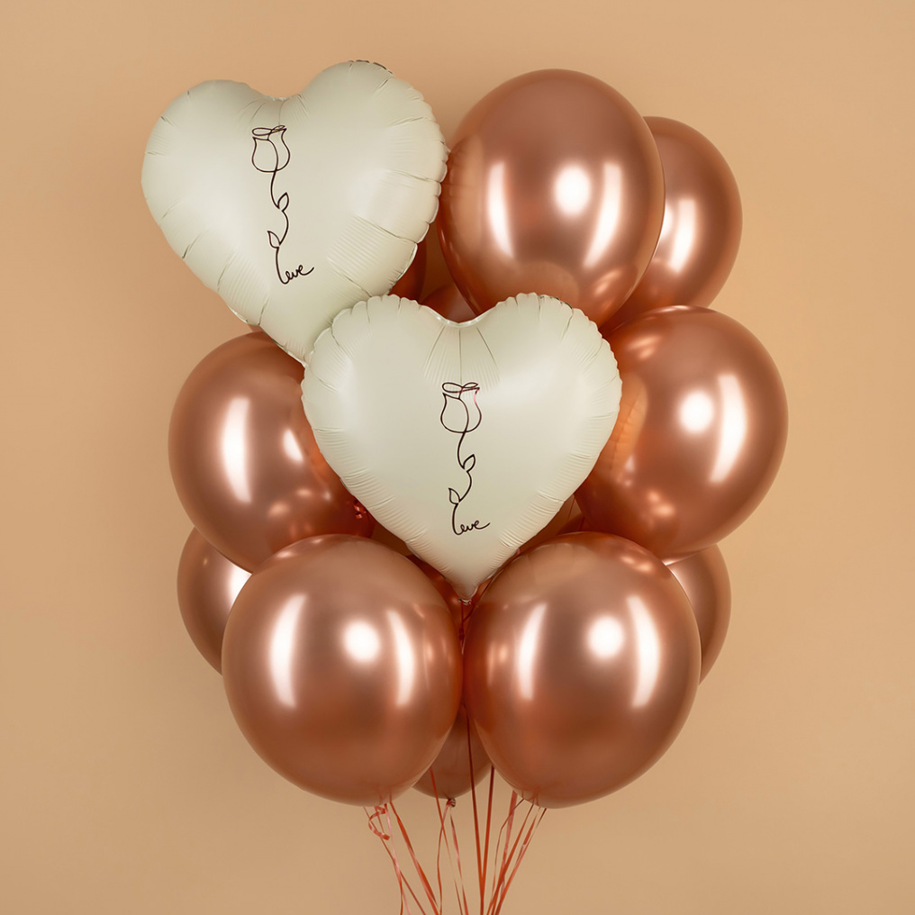 Шар фольга Роза love кремовый FL18"/46см (Китай) сердце 25115