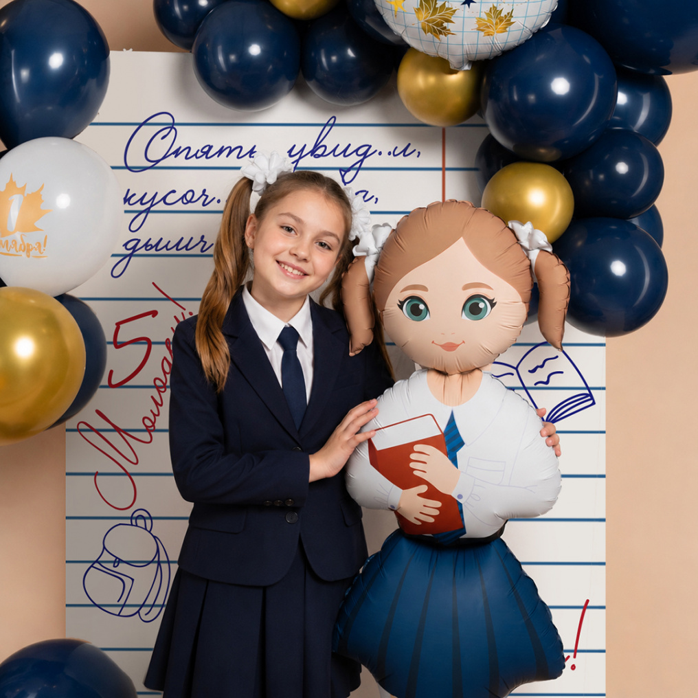 Шар ХОД Ученица школьница FL71"/180см на подставке (Китай) воздух 29303